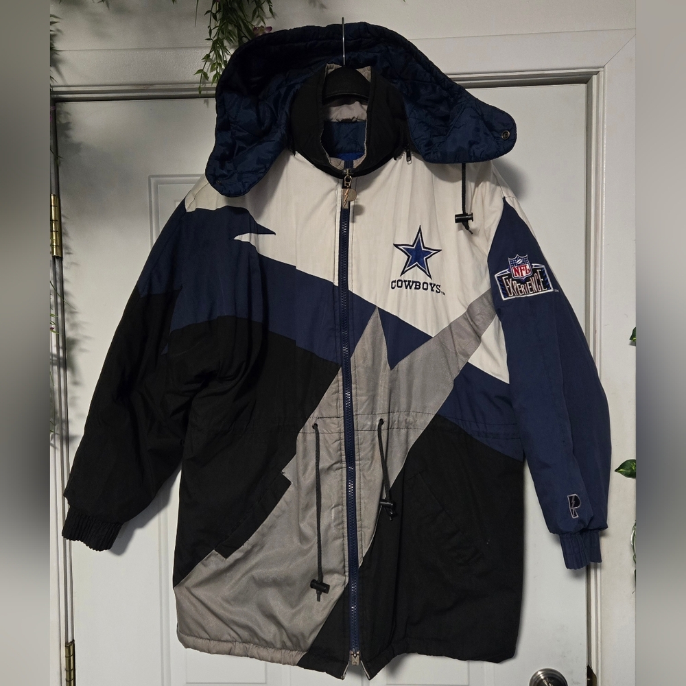 Vintage 90s Dallas Cowboys Pro Player Full Zip Puffer Jacket Mens Large NFL Coat